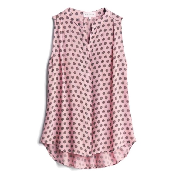 NWOT Bella Dahl Grigorieva Sleeveless Button Down Pink Polka Dot Top Size M - Picture 1 of 3